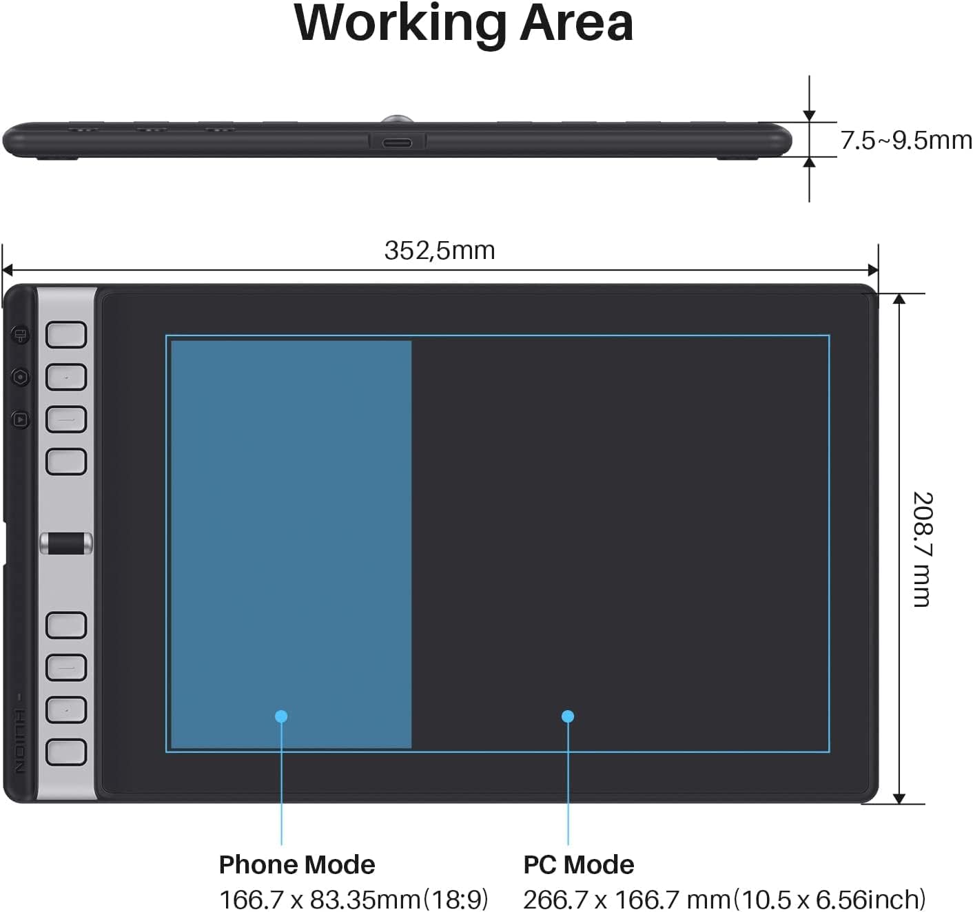 HUION 2023 New Inspiroy 2 L H1061P Graphics Tablet with 3 Group Keys + Scroller and Battery-Free Pen PW110, 10.5 x 6.56 inches Pen Tablet for Mac, Windows, Chrome OS, Harmony OS, Linux & Android