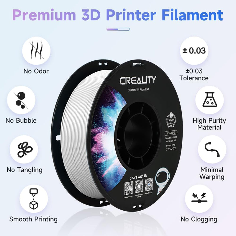 Creality Flexible TPU 3D Printer Filament, TPU 3D Printing Material 1.75mm 1kg