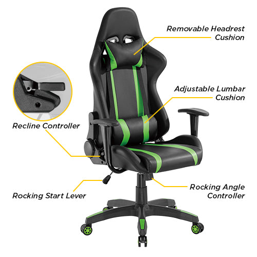 Avetron Premium PU Gaming Chair with Headrest and Lumbar Support