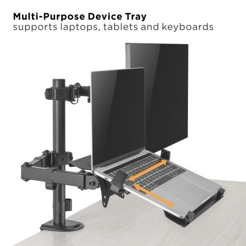 Avetron MA401 Steel Articulating Monitor Arm with Laptop Tray – Supports 17″–32″, 9 kg Load, Full Motion