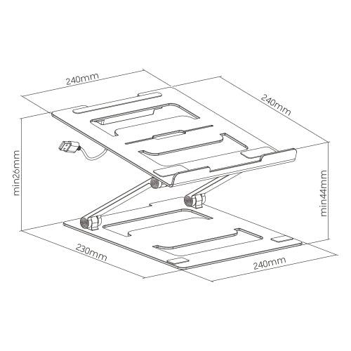 Avetron Foldable Laptop Riser with 4 USB Ports