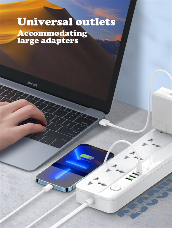 LDNIO SC5415 Power Strip With USB Port and Switch Button Extension Power Socket 2500 W 5 OUTLETS 4 USB PD/QC 3.0 Total 20 W