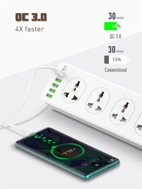 LDNIO SC10610 Power Socket PD 20W Fast Charging Smart Power Strips 10 Universal Standard Charging Power Extension