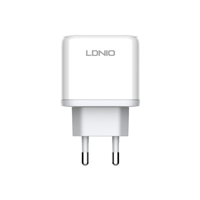 شاحن جداري مزدوج USB بقوة 45 واط LDNIO A2526C (USB‑C PD + USB‑A QC4.0)، توصيل الطاقة والشحن السريع، شاحن جداري مدمج بمنفذين