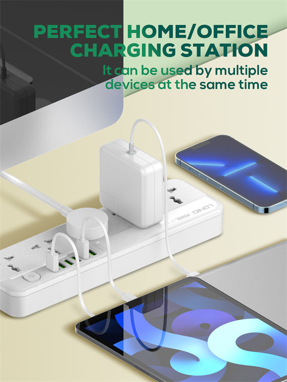 LDNIO SC5614 Fast Charging Power Strip with 5 Universal Outlets and 6USB ports 2M Power Cord Extension Socket