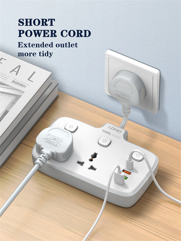 LDNIO SC2413 Universal Outlets Power Strip Tower 2 Outlet Wall Electric Plug PD 20W USB Power Cube Power socket