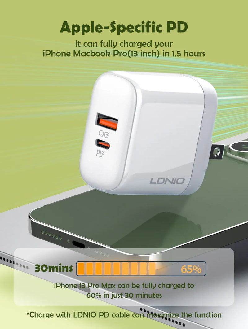 LDNIO 45W Dual USB QC4.0 Super Fast Charger A2526C