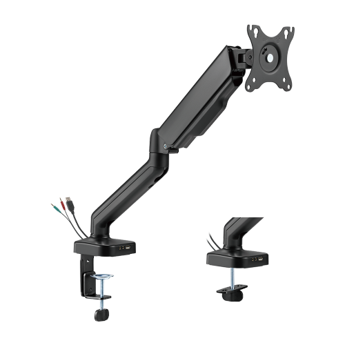 Lumi Cost-Effective Spring-Assisted Monitor Arm with USB-A & Multimedia Ports