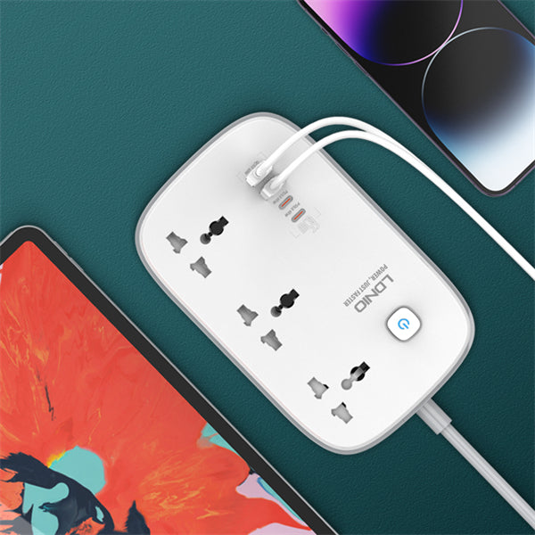 LDNIO SC3416 مخصص بالجملة شريط سلك كهربائي عالمي 3 منافذ 4 منفذ USB GaN متعدد قطاع الطاقة التوصيل مقبس تمديد الخنزير