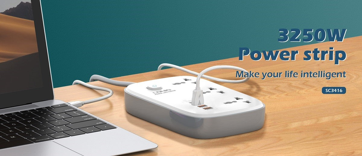 LDNIO SC3416 مخصص بالجملة شريط سلك كهربائي عالمي 3 منافذ 4 منفذ USB GaN متعدد قطاع الطاقة التوصيل مقبس تمديد الخنزير