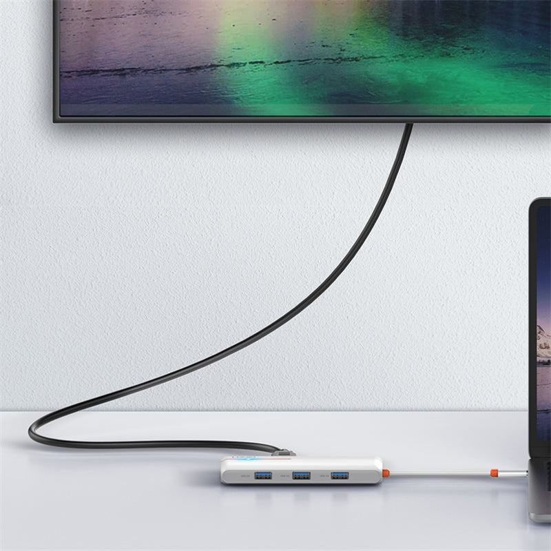 محول محور LDNIO DS-25H 5 في 1 بمنفذ USB-C مع HDMI بدقة 4K، شحن سريع بقوة 100 واط PD، 3 منافذ USB 3.0، محطة إرساء Type-C للابتوب، ماك بوك، التابلت وأجهزة USB-C