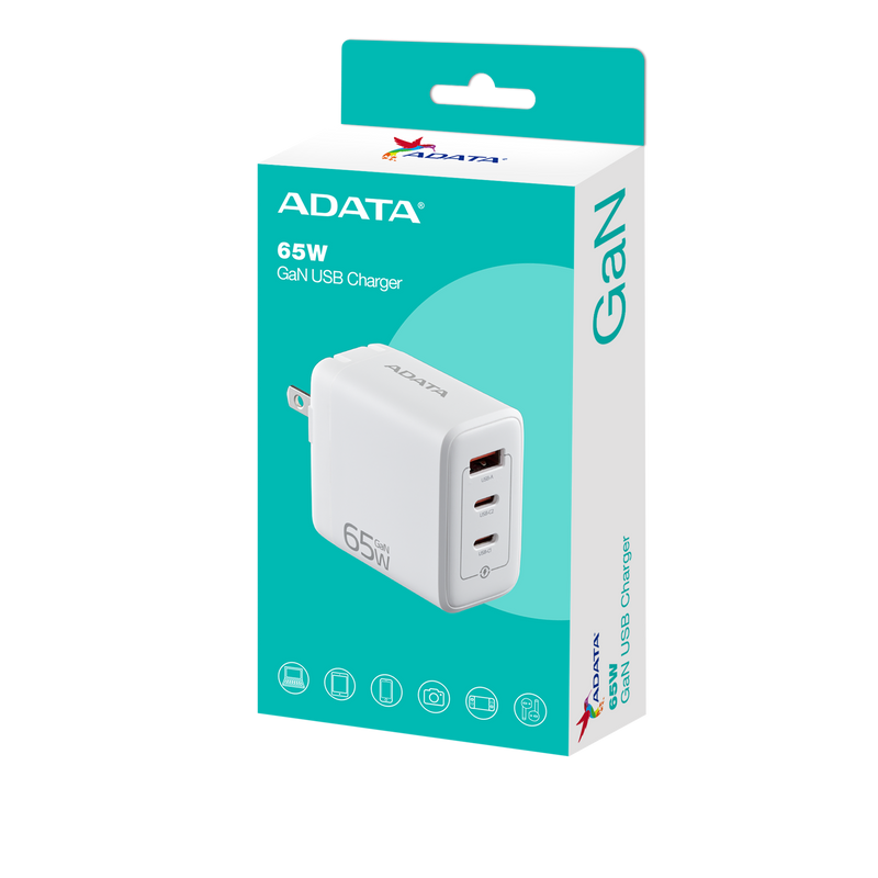 شاحن USB GaN بقوة 65 واط من ADATA