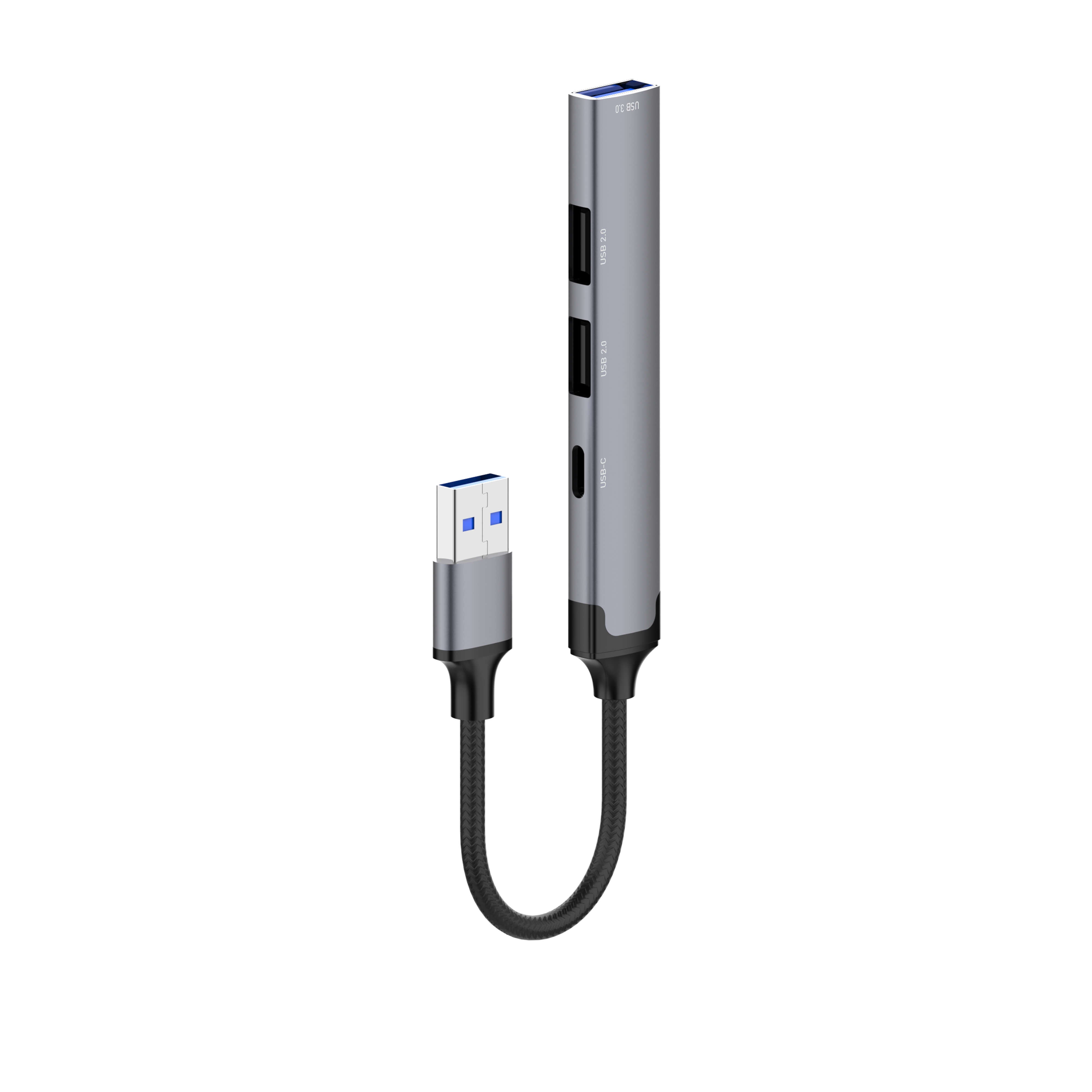 LDNIO DS‑44C 4‑in‑1 USB Hub Adapter with 1×USB 3.0 & 3×USB 2.0 Ports, 5 Gbps High‑Speed Data Transfer, Compact Multi‑Port USB Docking Station for Laptop, PC & USB Devices