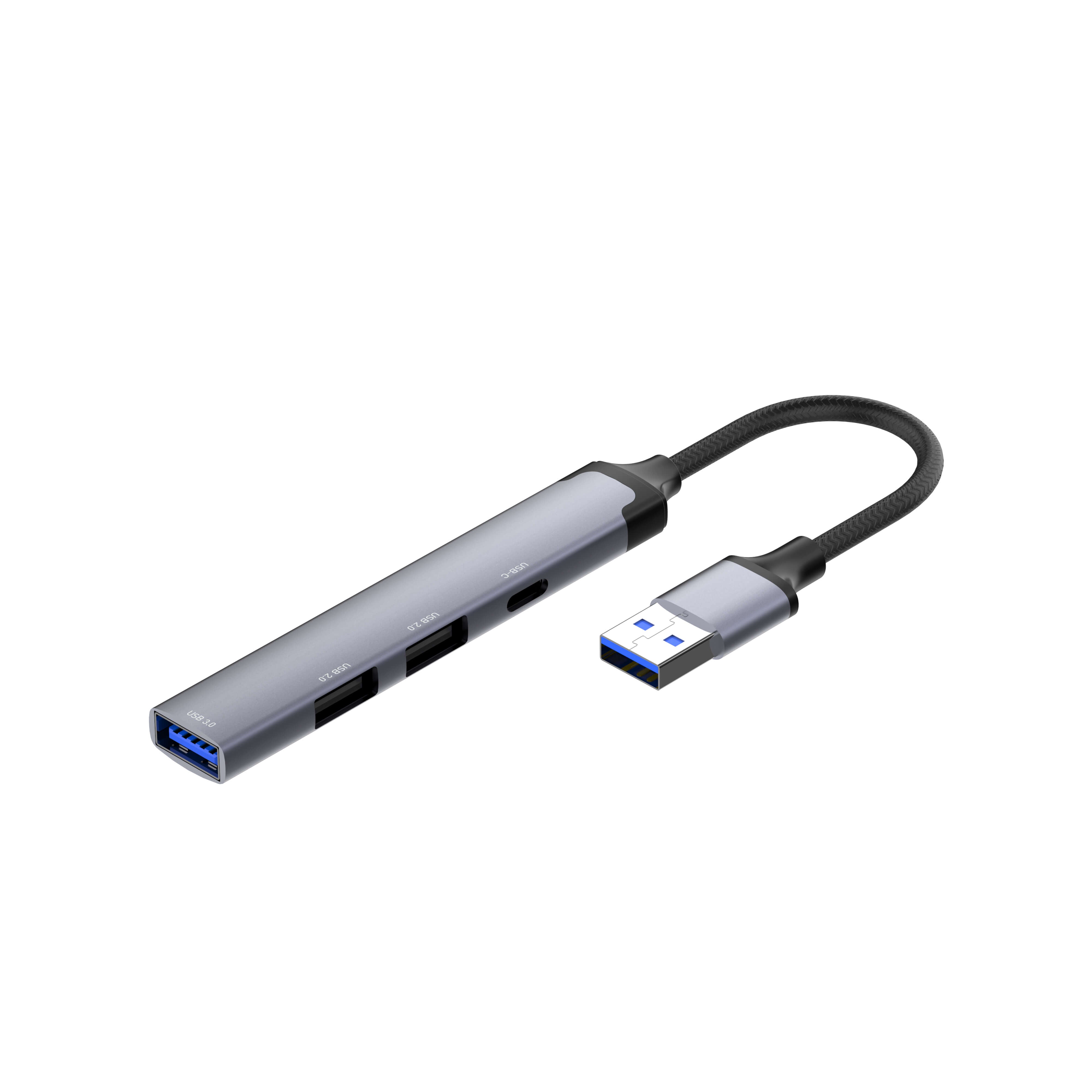 LDNIO DS‑44C 4‑in‑1 USB Hub Adapter with 1×USB 3.0 & 3×USB 2.0 Ports, 5 Gbps High‑Speed Data Transfer, Compact Multi‑Port USB Docking Station for Laptop, PC & USB Devices