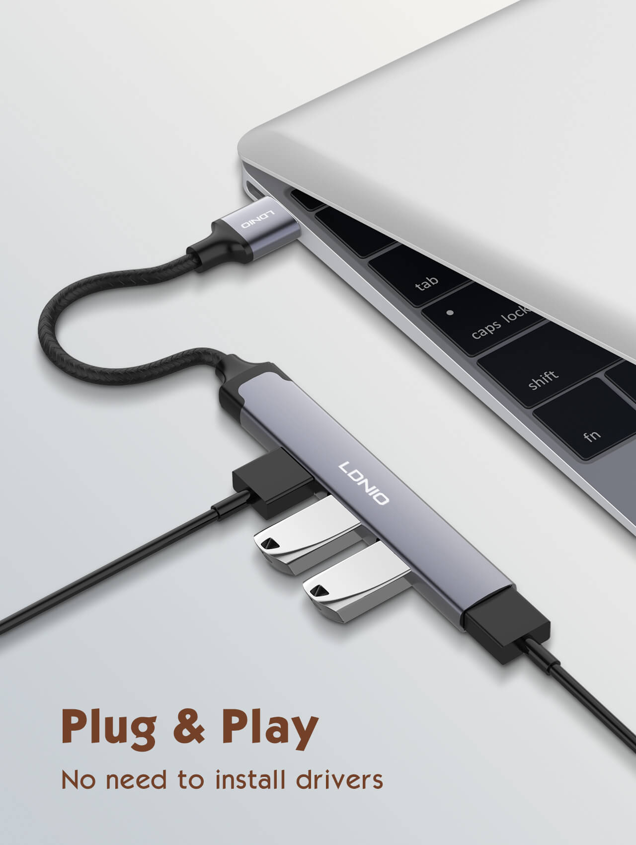 محول محور USB متعدد المنافذ LDNIO DS‑44U 4 في 1 مع منفذ USB 3.0 واحد و3 منافذ USB 2.0، نقل بيانات عالي السرعة بسرعة 5 جيجابت في الثانية، محطة إرساء متعددة المنافذ قابلة للتوصيل والتشغيل لأجهزة اللابتوب، الكمبيوتر الشخصي، ماك بوك وأجهزة USB