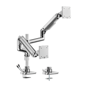 Avetron  Pole-Mounted Gas Spring Dual Monitor Arm – Supports 17″-49″, 2-20 kg per Screen, USB-A & USB-C Base, Dual Monitor