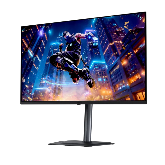 شاشة ألعاب جيجابايت MO32U2 مقاس 31.5 بوصة بتقنية QD-OLED ودقة 4K — 3840×2160 UHD، معدل تحديث 240 هرتز، زمن استجابة 0.03 مللي ثانية، 99% من ألوان DCI-P3، دعم عرض HDR الأسود الحقيقي 400، منفذ HDMI 2.1، منفذ DisplayPort، منفذ USB-C، مكبرات صوت مدمجة