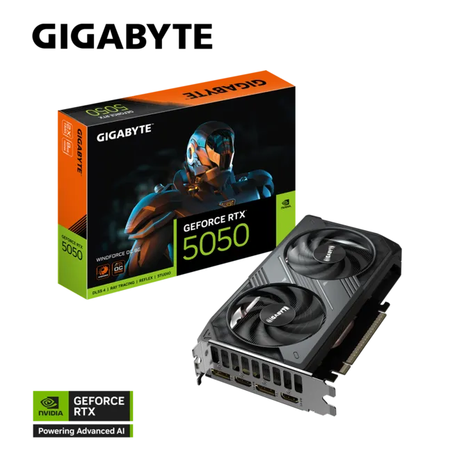 GIGABYTE GeForce RTX 5050 WINDFORCE OC 8GB GDDR6 Graphics Card, PCIe 5.0, HDMI 2.1, DisplayPort