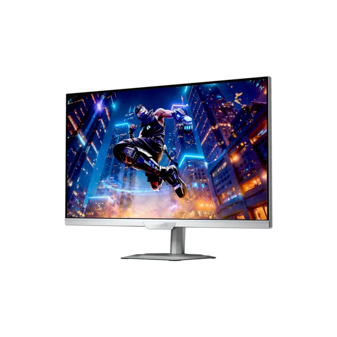 شاشة ألعاب جيجابايت M27UP ICE مقاس 27 بوصة بدقة 4K UHD — 3840×2160 IPS سريع، معدل تحديث 160 هرتز، زمن استجابة 1 مللي ثانية، 95% DCI-P3 / 125% sRGB، دعم VESA DisplayHDR400، منافذ HDMI 2.1، DisplayPort، USB-C ودعم KVM