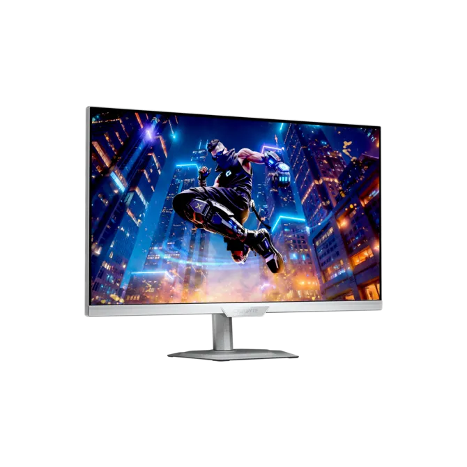 شاشة ألعاب جيجابايت M27UP ICE مقاس 27 بوصة بدقة 4K UHD — 3840×2160 IPS سريع، معدل تحديث 160 هرتز، زمن استجابة 1 مللي ثانية، 95% DCI-P3 / 125% sRGB، دعم VESA DisplayHDR400، منافذ HDMI 2.1، DisplayPort، USB-C ودعم KVM