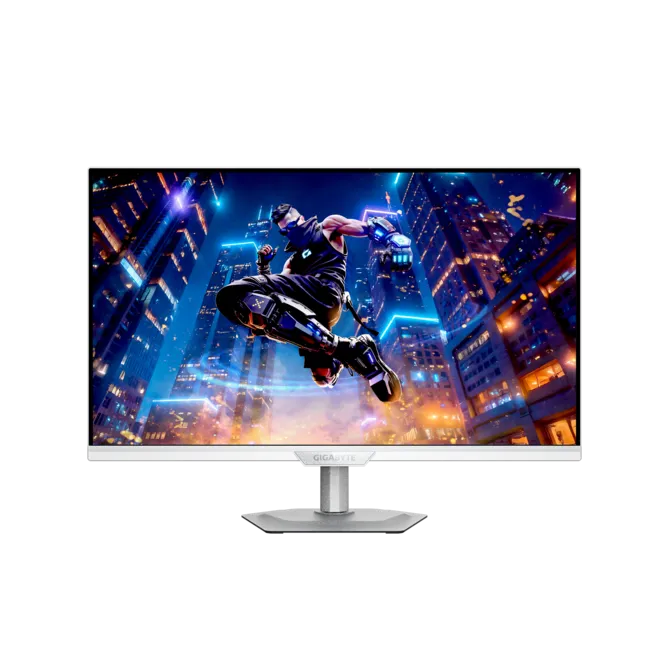 شاشة ألعاب جيجابايت M27UP ICE مقاس 27 بوصة بدقة 4K UHD — 3840×2160 IPS سريع، معدل تحديث 160 هرتز، زمن استجابة 1 مللي ثانية، 95% DCI-P3 / 125% sRGB، دعم VESA DisplayHDR400، منافذ HDMI 2.1، DisplayPort، USB-C ودعم KVM