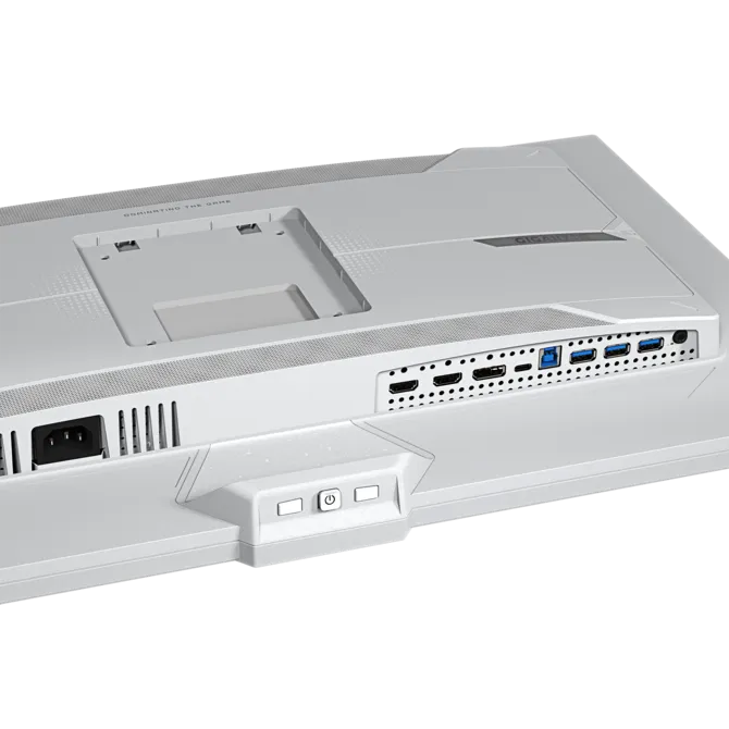 شاشة ألعاب جيجابايت M27UP ICE مقاس 27 بوصة بدقة 4K UHD — 3840×2160 IPS سريع، معدل تحديث 160 هرتز، زمن استجابة 1 مللي ثانية، 95% DCI-P3 / 125% sRGB، دعم VESA DisplayHDR400، منافذ HDMI 2.1، DisplayPort، USB-C ودعم KVM