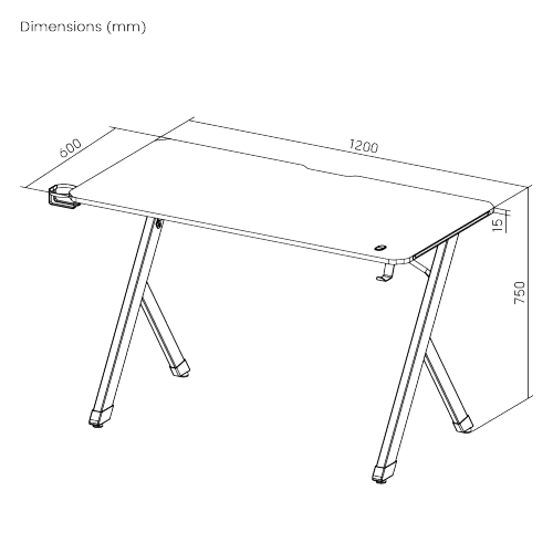 Avetron GT200 -4 RGB Gaming Desk – 1200×600 mm, 75 kg Load, 18 RGB Effects, Curved Rear Edge, Cup & Headphone Holders