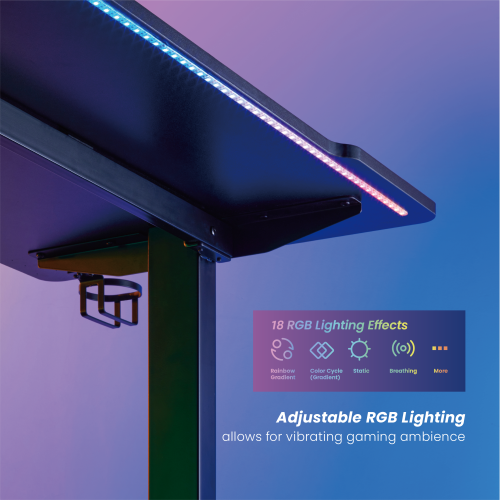 Avetron GT300  RGB Gaming Desk – 1360×600mm, 100 kg Load, 3-Height Modes (710/760/810mm), RGB Backlight, Cup & Headphone Holders