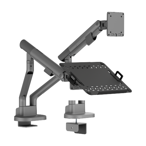 Avetron Nova Slim Mechanical Spring Monitor Arm w/ Laptop Tray – 17″–35″, 2–11 kg, Full Motion, Top-Side Mount