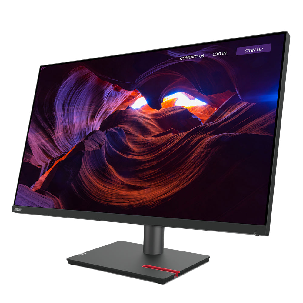 شاشة لينوفو ثينك فيجن P32p‑30 - شاشة IPS فائقة الوضوح مقاس 31.5 بوصة، بدقة 3840×2160 بكسل بتردد 60 هرتز، ومنفذ USB-C/Thunderbolt 4، وتقنية PD بقوة 100 وات، وألوان sRGB بنسبة 100%، ومعايرة من المصنع، وKVM