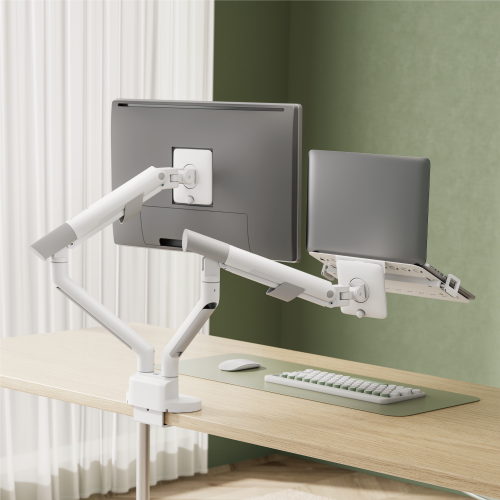 Avetron Nova Slim Mechanical Spring Monitor Arm w/ Laptop Tray – 17″–35″, 2–11 kg, Full Motion, Top-Side Mount