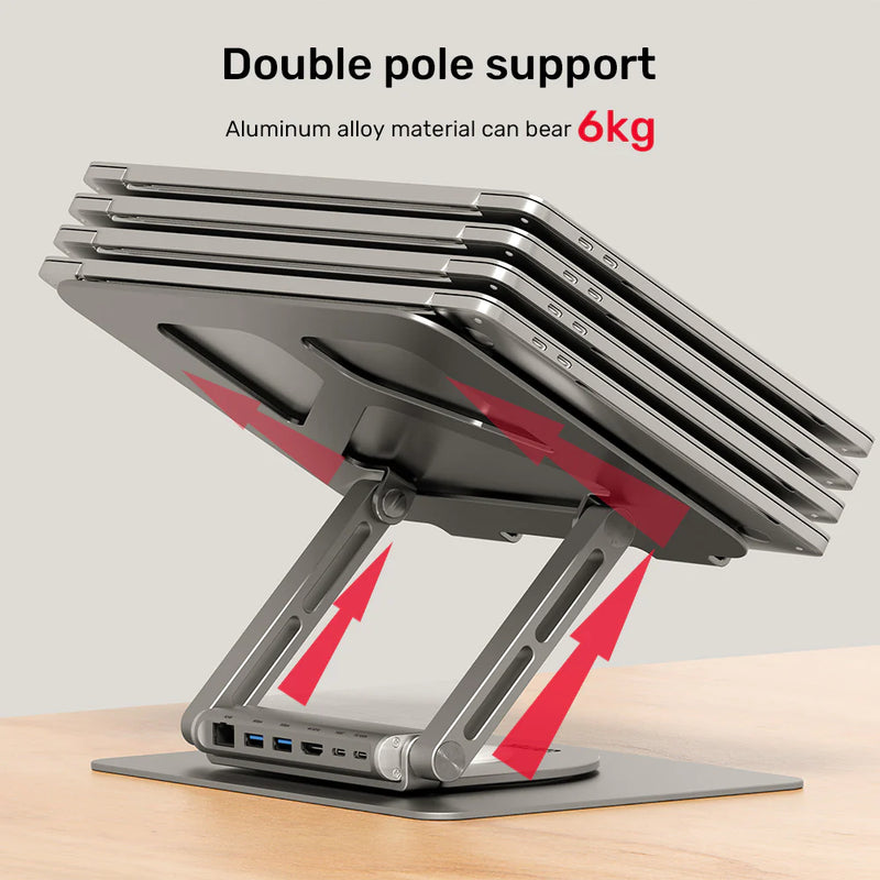 UNITEK laptop USB-C docking station combines the functions of the laptop dock and laptop stand