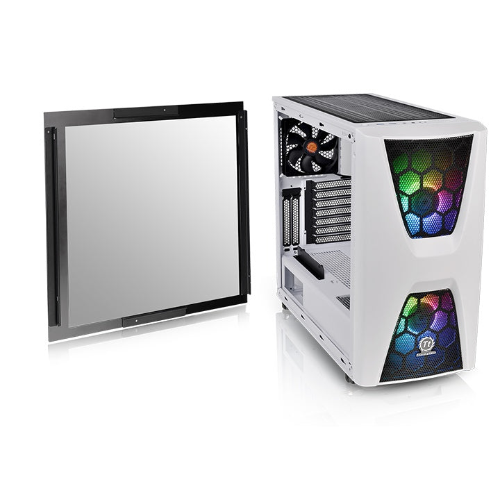 Thermaltake Commander C34 Snow Motherboard Sync ARGB ATX Mid Tower Computer Chassis with 2 200mm ARGB 5V Motherboard Sync RGB Front Fans + 1 120mm Rear Black Fan