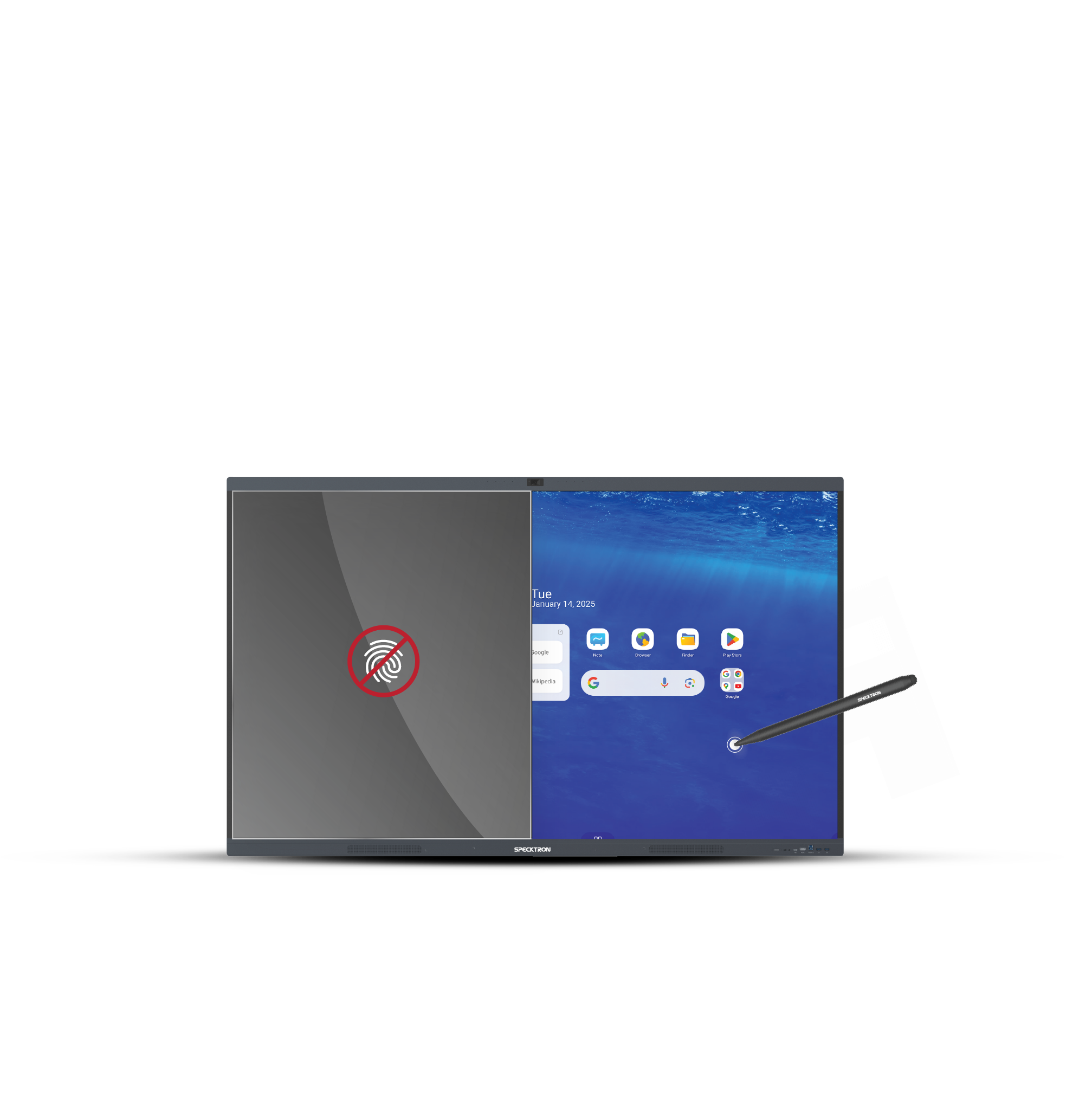 Specktron UDX-S2 Pro Series شاشة تفاعلية 75 بوصة بدقة 4K – لوحة ذكية متعددة اللمس مع نظام أندرويد 14 وWindows، وكاميرا AI بدقة 50 ميجابكسل، ومشاركة لاسلكية BYOM