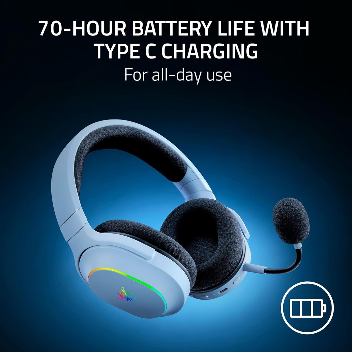Razer Barracuda X Chroma Wireless Gaming Headset - TriForce 40mm Drivers - Dual Wireless (2.4GHz & Bluetooth) - 6-Zone Chroma RGB - Detachable HyperClear Cardioid Mic - 70-Hour Battery