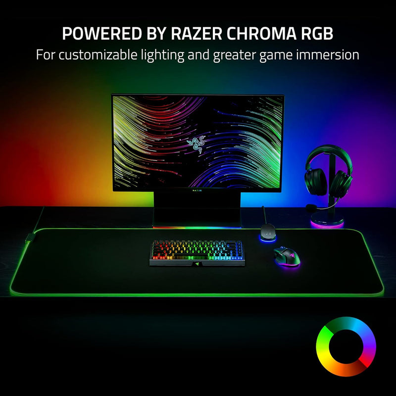 لوحة ماوس الألعاب Razer Goliathus Chroma 3XL: سطح قماشي ذو ملمس دقيق - كبير لتغطية إعداد المكتب - Chroma RGB - مُحسّن لجميع إعدادات الحساسية وأجهزة الاستشعار - قاعدة مطاطية مضادة للانزلاق