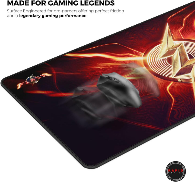 Cybeart | The Flash Gaming Desk Mat (XXL - 900x400x4mm) | Waterproof, Never Slip Base, Stitched Edges, Esports Grade