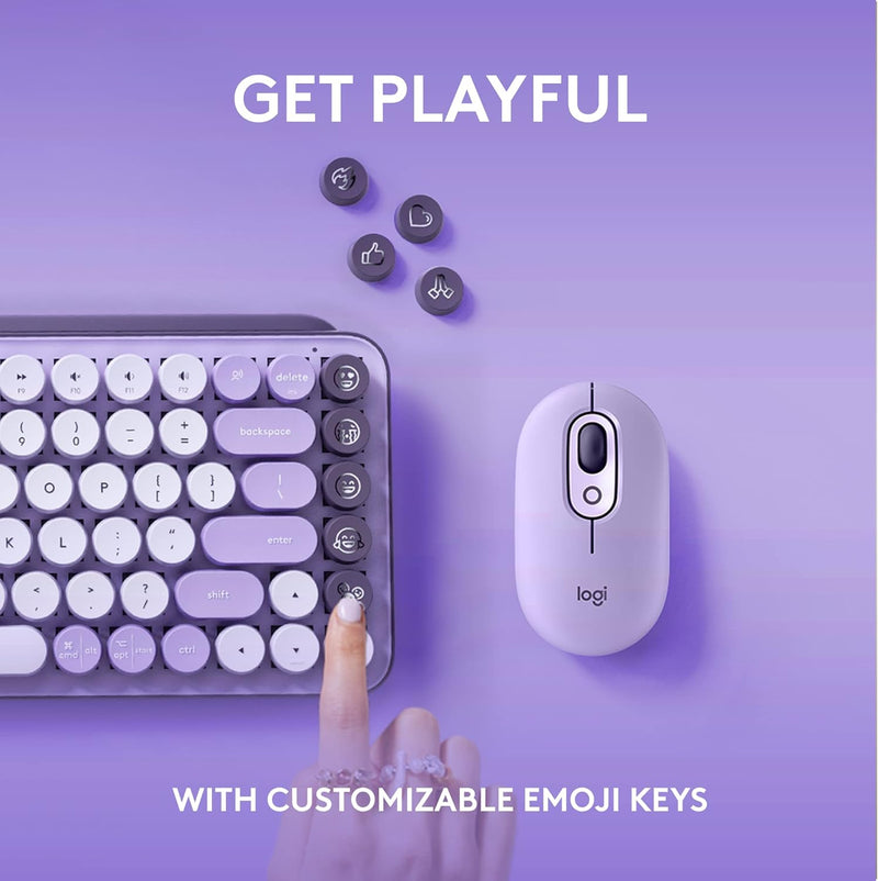 Logitech POP Keys Mechanical Wireless Keyboard with Customizable Emoji Keys, Durable Compact Design, Bluetooth or USB Connectivity, Multi-Device, OS Compatible - Cosmos