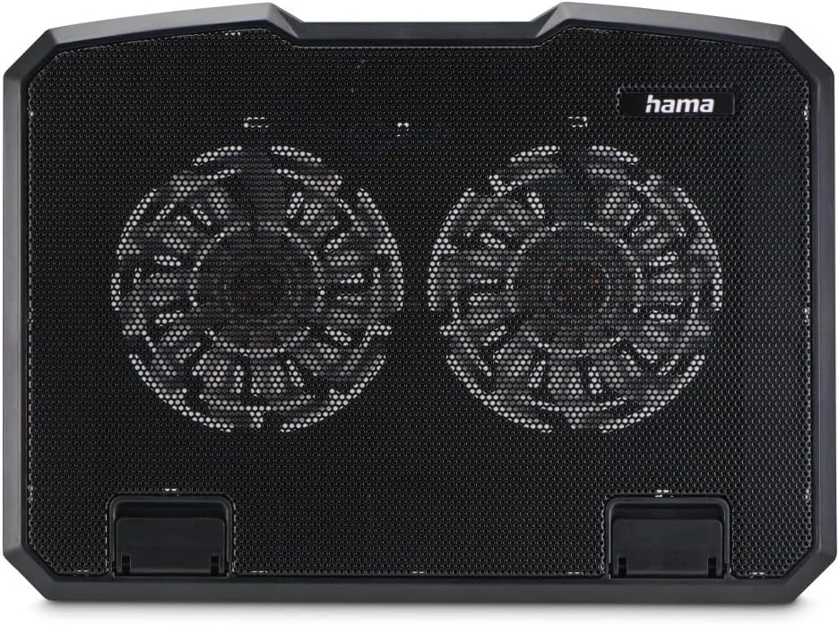 Hama Black Metal Tilt Laptop Cooler for up to 15.6" Laptops , Dual Quiet Cooling Fans , Metal Design , Adjustable Tilt , USB Powered – Black
