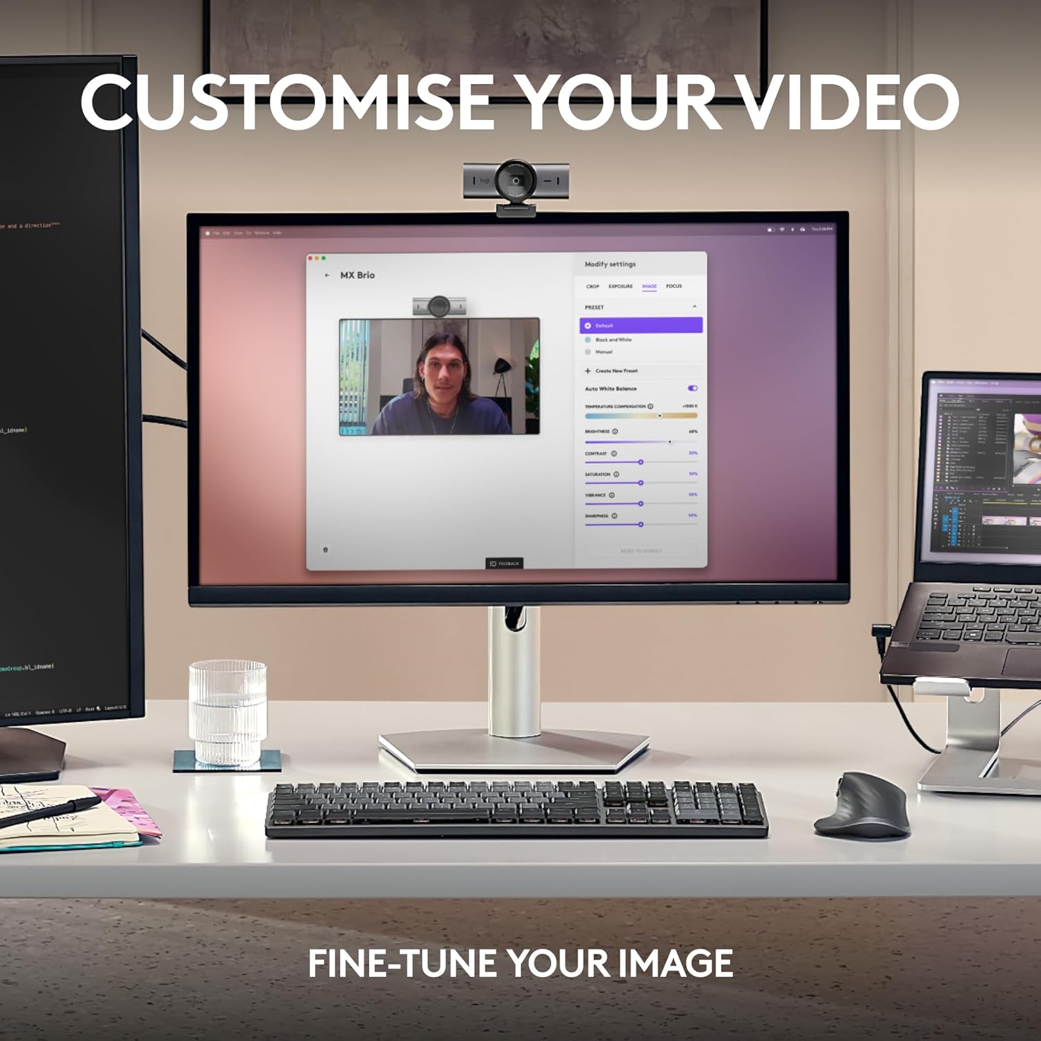 Logitech MX Brio 4K Webcam – AI‑Enhanced Ultra HD, USB‑C, Dual Beamforming Mics, Show Mode & Privacy Shutter