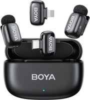 BOYA Mini Wireless Microphone for iPhone, Android, PC & Tablets – USB-C/Lightning, MFi Certified, Noise Reduction, AI Voice Changer, 30h Battery with Charging Case