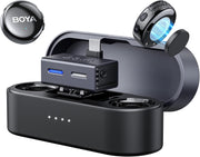 نظام ميكروفون لاسلكي BOYA BOYALINK 3 Lavalier للـ iPhone وAndroid والكمبيوتر والكاميرا – صوت استوديو 48kHz/24‑Bit، عزل ضوضاء بالذكاء الاصطناعي، تحكم عبر التطبيق APP، مدى 984 قدمًا، و30 ساعة بطارية مع علبة شحن