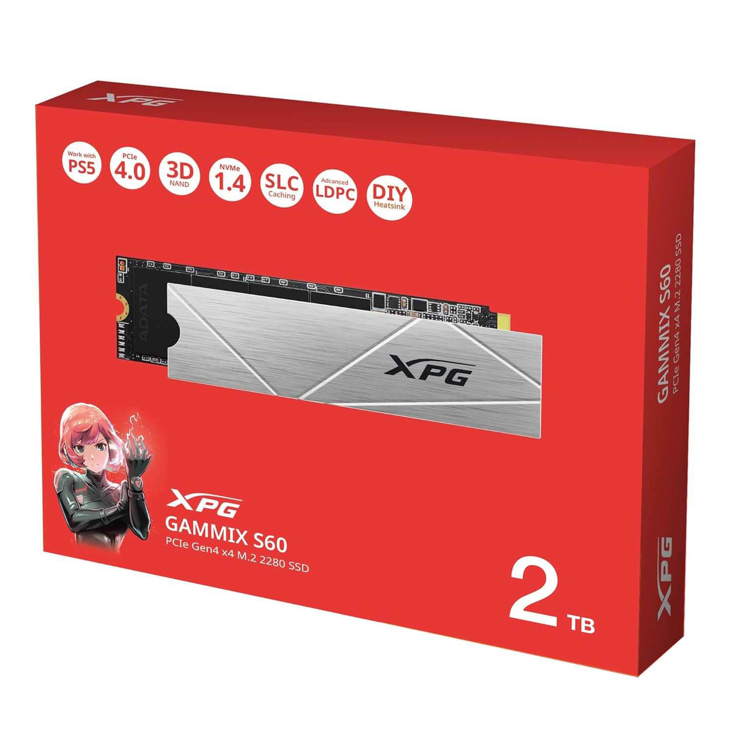 XPG GAMMIX S60 2TB PCIe Gen4 x4 NVMe SSD – Up to 5000/4200MB/s, M.2 2280 with Heat-Sink, PS5 Compatible