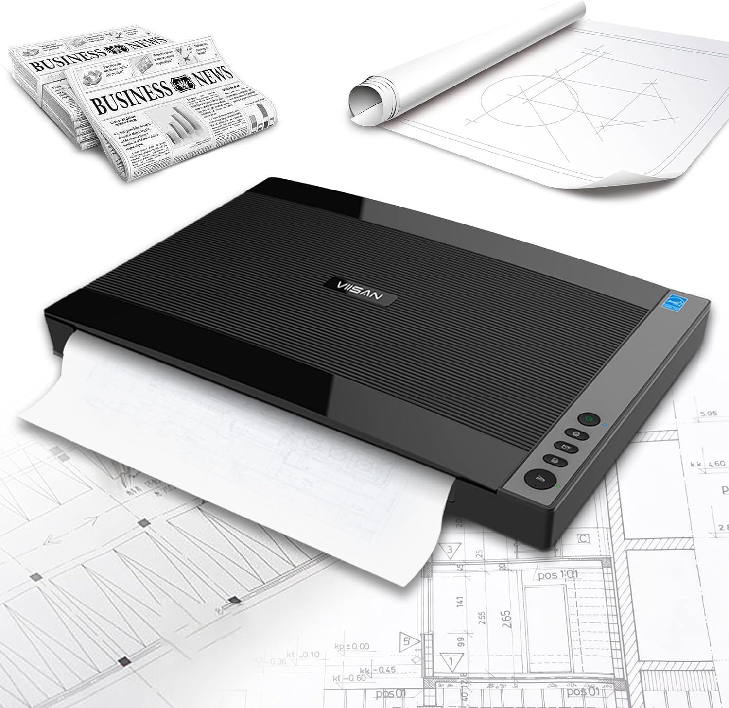 ماسح ضوئي مسطح VIISAN 3120 A3، بدقة 1200 نقطة في البوصة، ومستشعر CIS، يمسح 12 بوصة × 17 بوصة في 8 ثوانٍ، بدون إطار، مسح تلقائي، ماسح ضوئي للمستندات والصور والكتب، مصمم للمكتبات والمدارس ومتاجر سوهو. يدعم ويندوز وماك.
