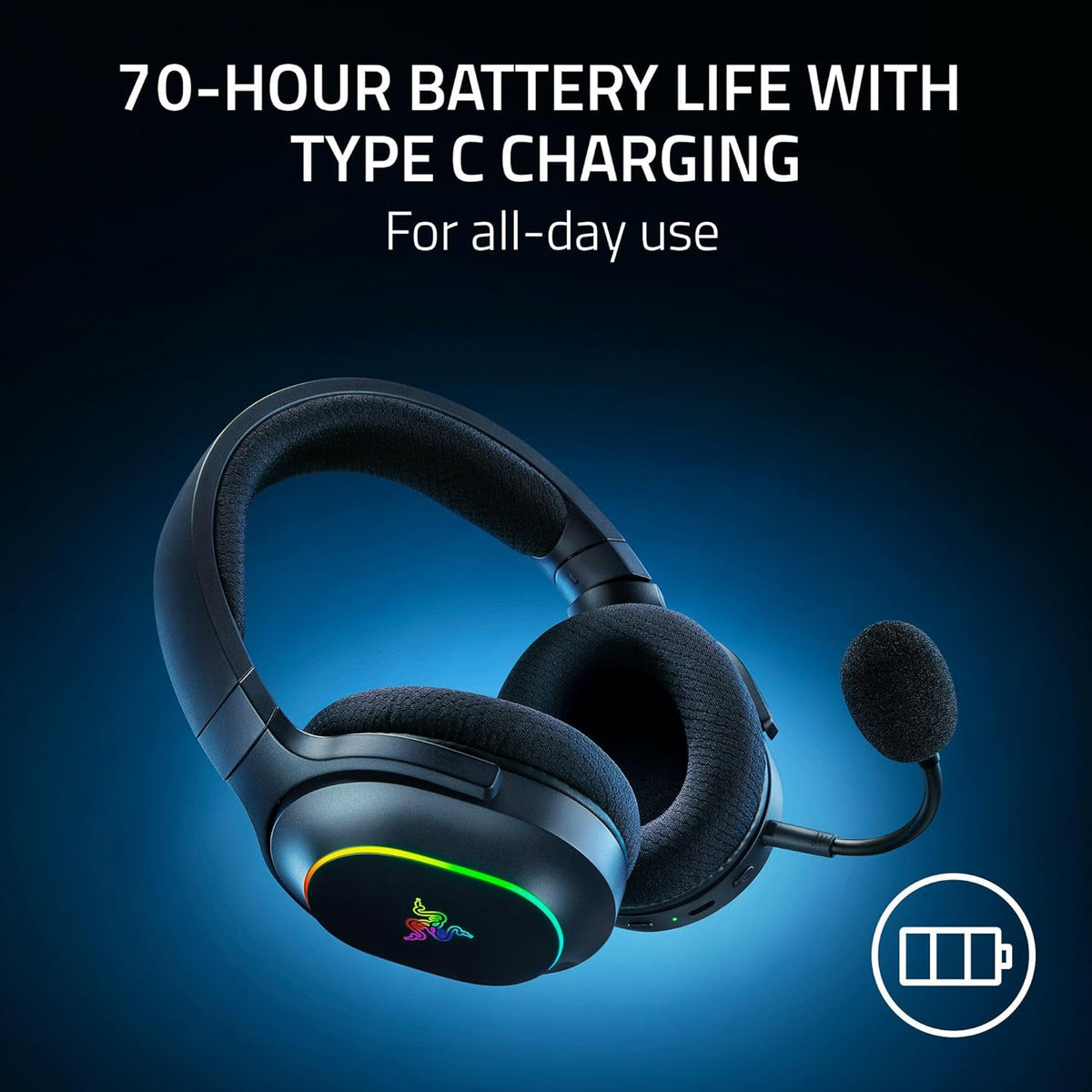 Razer Barracuda X Chroma - Wireless Multi-Platform Gaming Headset with 6 Zone Chroma RGB (SmartSwitch Hyperspeed & Bluetooth, 40mm Drivers, Detachable HyperClear Cardioid Mic) Black