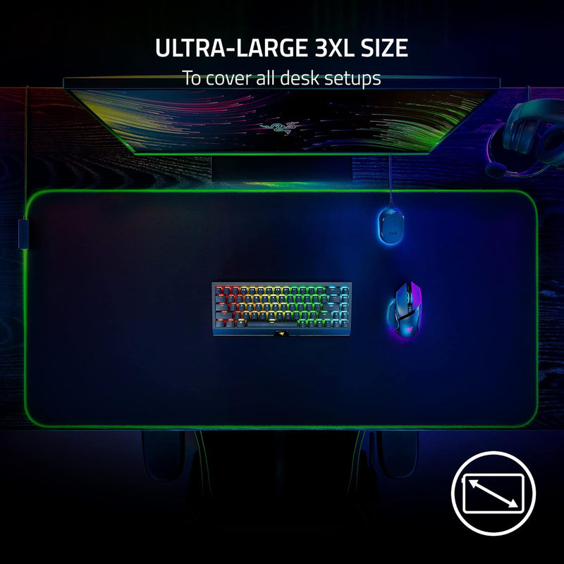 Razer Goliathus Chroma 3XL Gaming Mouse Pad: Micro-Textured Cloth Surface - Large to Cover Desk Setup - Chroma RGB - Optimized for All Sensitivity Settings and Sensors - Non-Slip Rubber Base