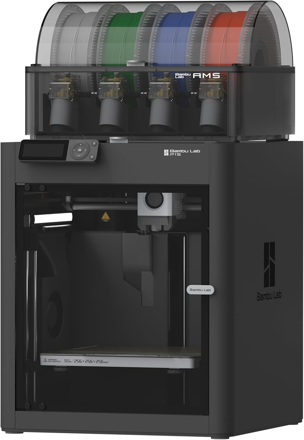 Bambu Lab P1S Combo, P1S 3D Printer and AMS, Support Up to 16 Colors/Multi Materials, 500mm/s Fast Printing & High Precision, CoreXY & Auto Bed Leveling, Ready-to-Use FDM 3D Printers Large Print Size