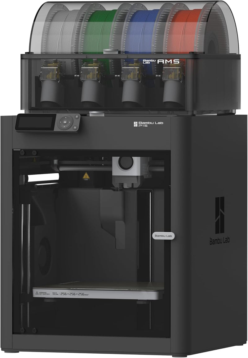 Bambu Lab P1S Combo, P1S 3D Printer and AMS, Support Up to 16 Colors/Multi Materials, 500mm/s Fast Printing & High Precision, CoreXY & Auto Bed Leveling, Ready-to-Use FDM 3D Printers Large Print Size