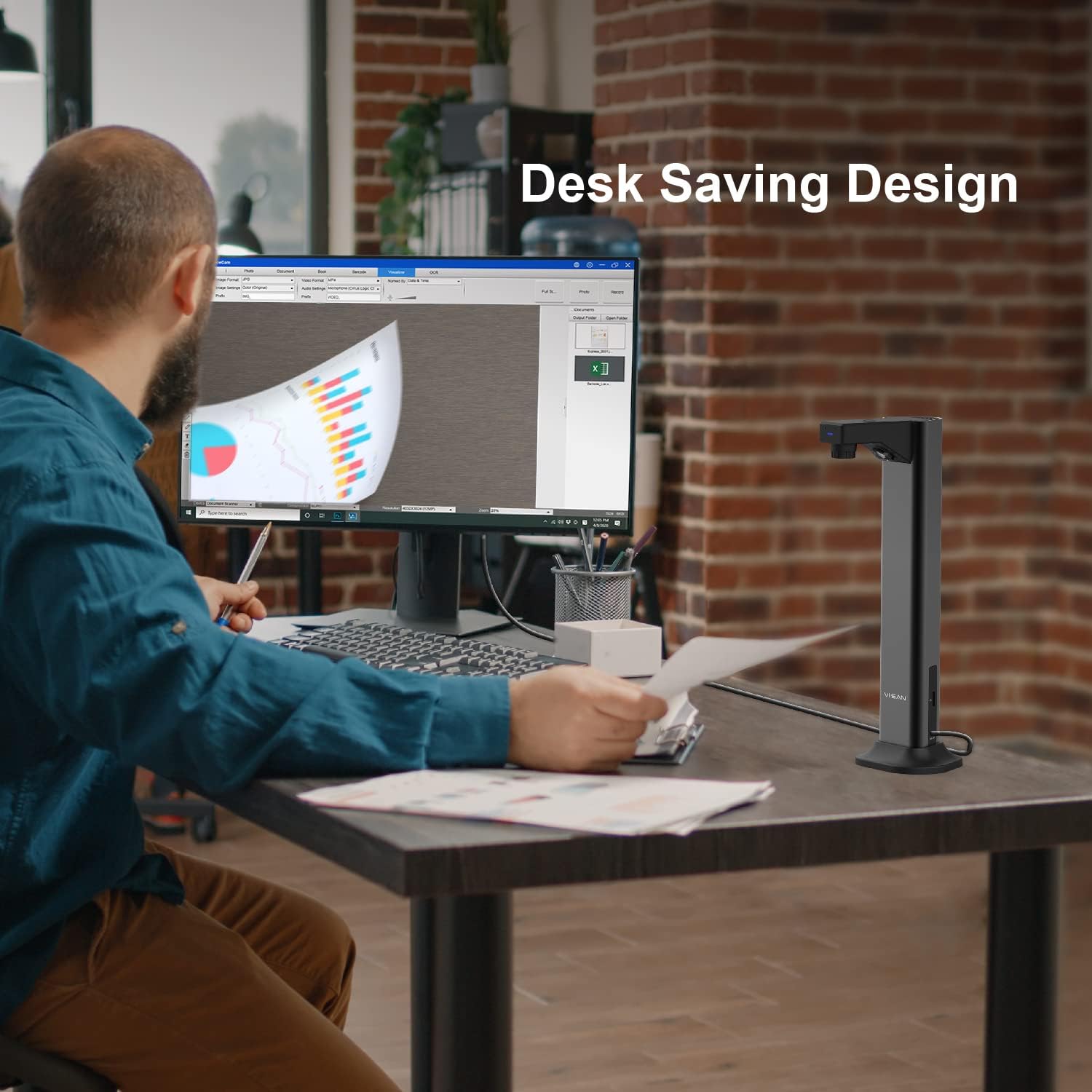 ماسح المستندات المبتكر VIISAN DL8، ماسح ضوئي للكتب بمنفذ USB بتقنية الإضاءة غير المتماثلة، تسوية تلقائية للمستندات وتحسين زواياها، كاميرا مستندات بدقة 13 ميجابكسل لأجهزة سطح المكتب/الكمبيوتر المحمول، حجم الالتقاط A3، يعمل مع أنظمة Windows و macOS