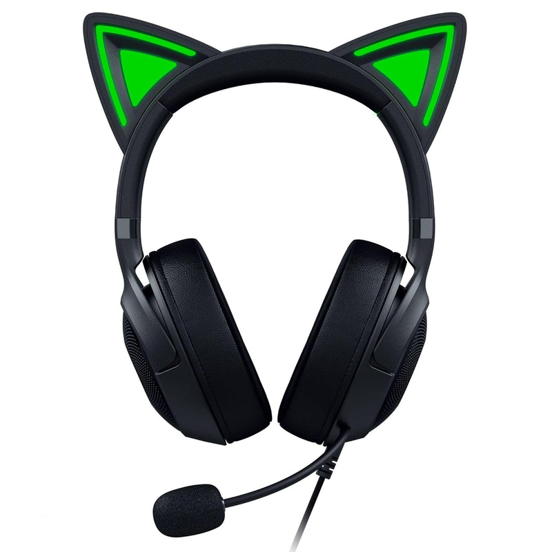 Razer Kraken Kitty V2 - سماعة رأس سلكية RGB مع أذنين كيتي (إضاءة تفاعلية، ميكروفون قلبي فائق الوضوح، مشغلات Triforce 40 مم، صوت محيطي 7.1) أسود